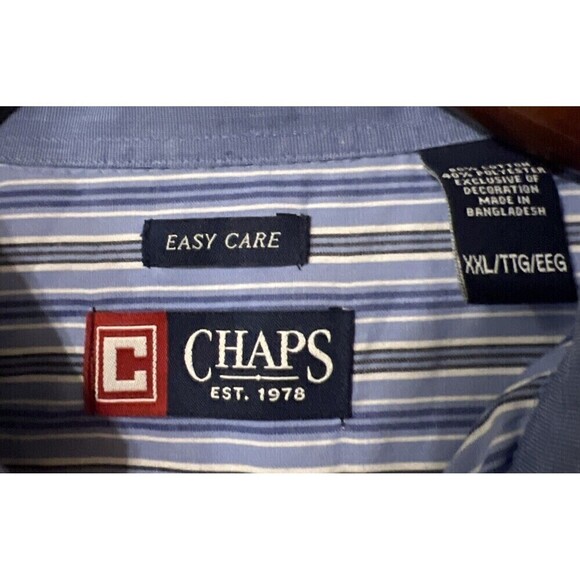 CHAPS NWOT‎ MENS LONG SLEEVE SHIRT STRETCH EASY-CARE BUTTON-DOWN SZ XXL STRIPED - Picture 3 of 7